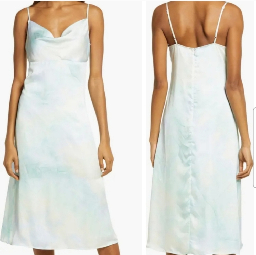 Lulu's Tranquil State Tie Dye Satin Midi Dress